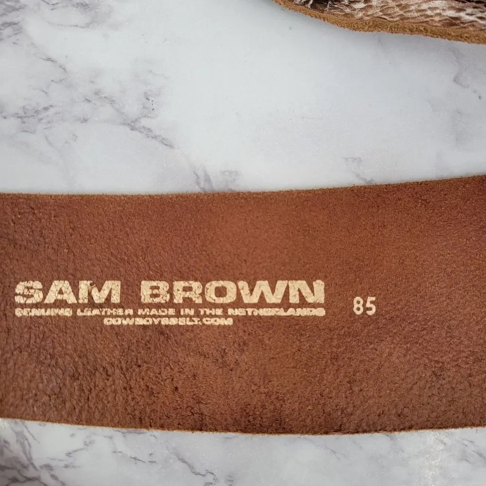 Classic Wide Brown Leather Belt with Antiqued Buckle